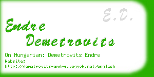 endre demetrovits business card